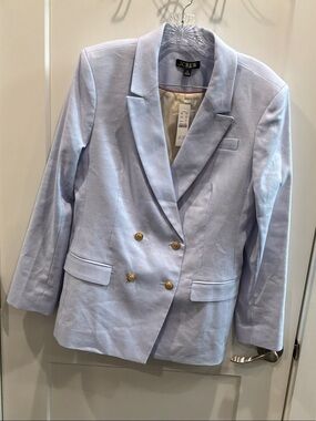 NWT J. Crew Size 10 Light Blue Double-Breasted Blazer Gold Buttons Reg 248